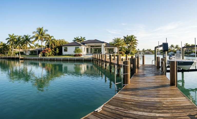 new waterfront home dock South Florida
